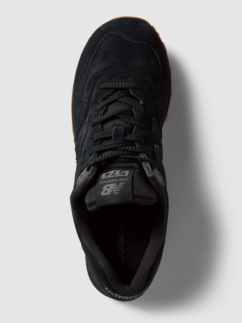 Sneaker aus Leder-Mix in schwarz