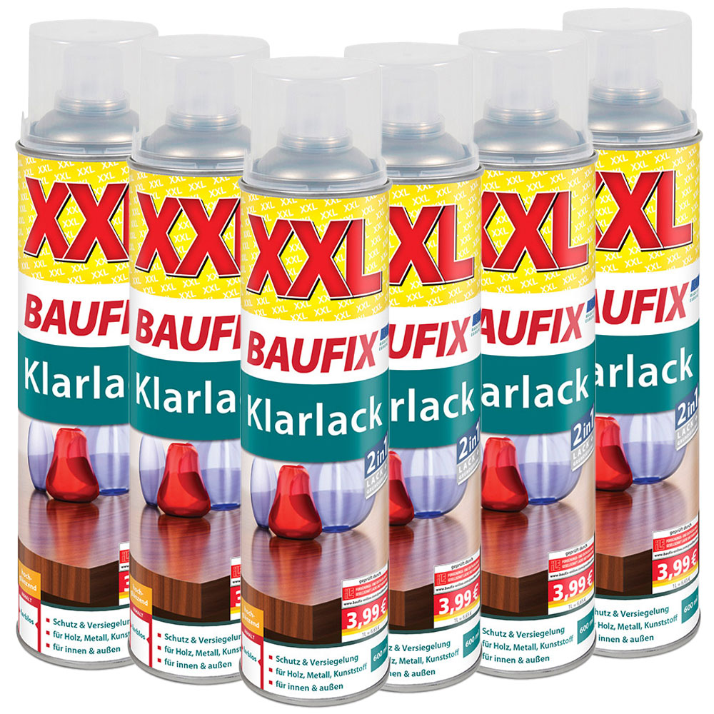 Baufix Buntlack Klarlack farblos seidenmatt - ca. 600 ml, 6er-Set