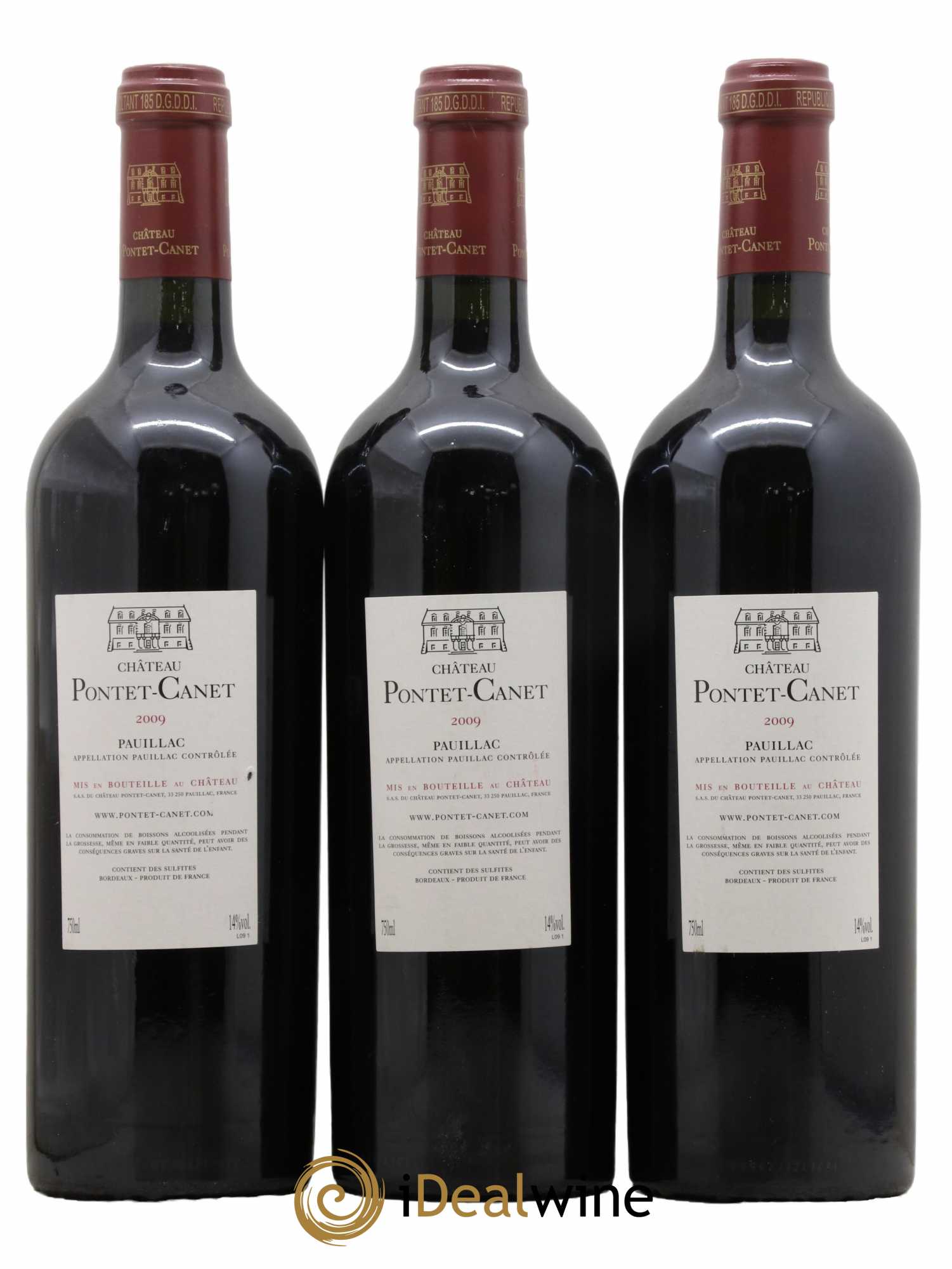Château Pontet Canet 5ème Grand Cru Classé  2009 - Lot de 3 Bouteilles