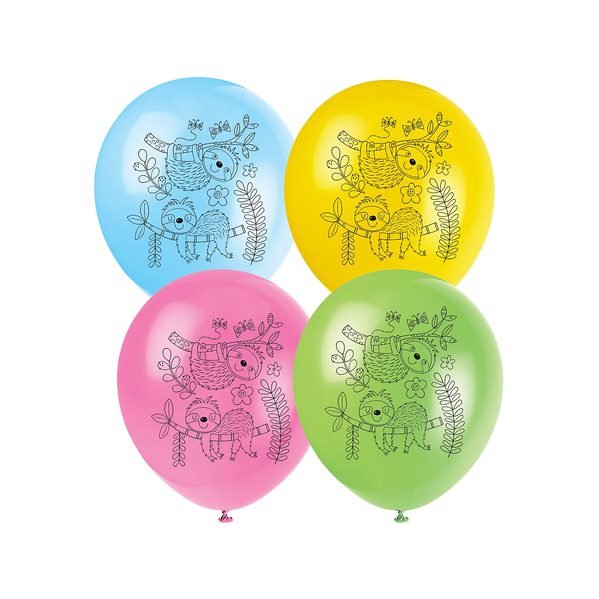8 Luftballons Faultiere, 25 cm