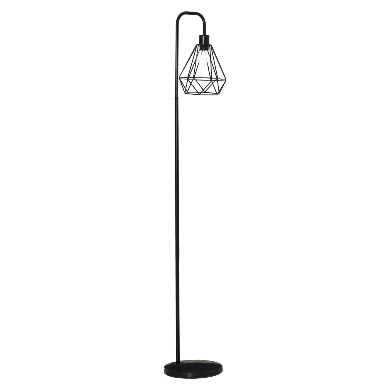 HOMCOM Stehlampe Industriestil Standleuchte Stehleuchte Sockel E27 für Schlafzimmer Esszimmer Stahl Marmor Schwarz Ø25 x 152H cm