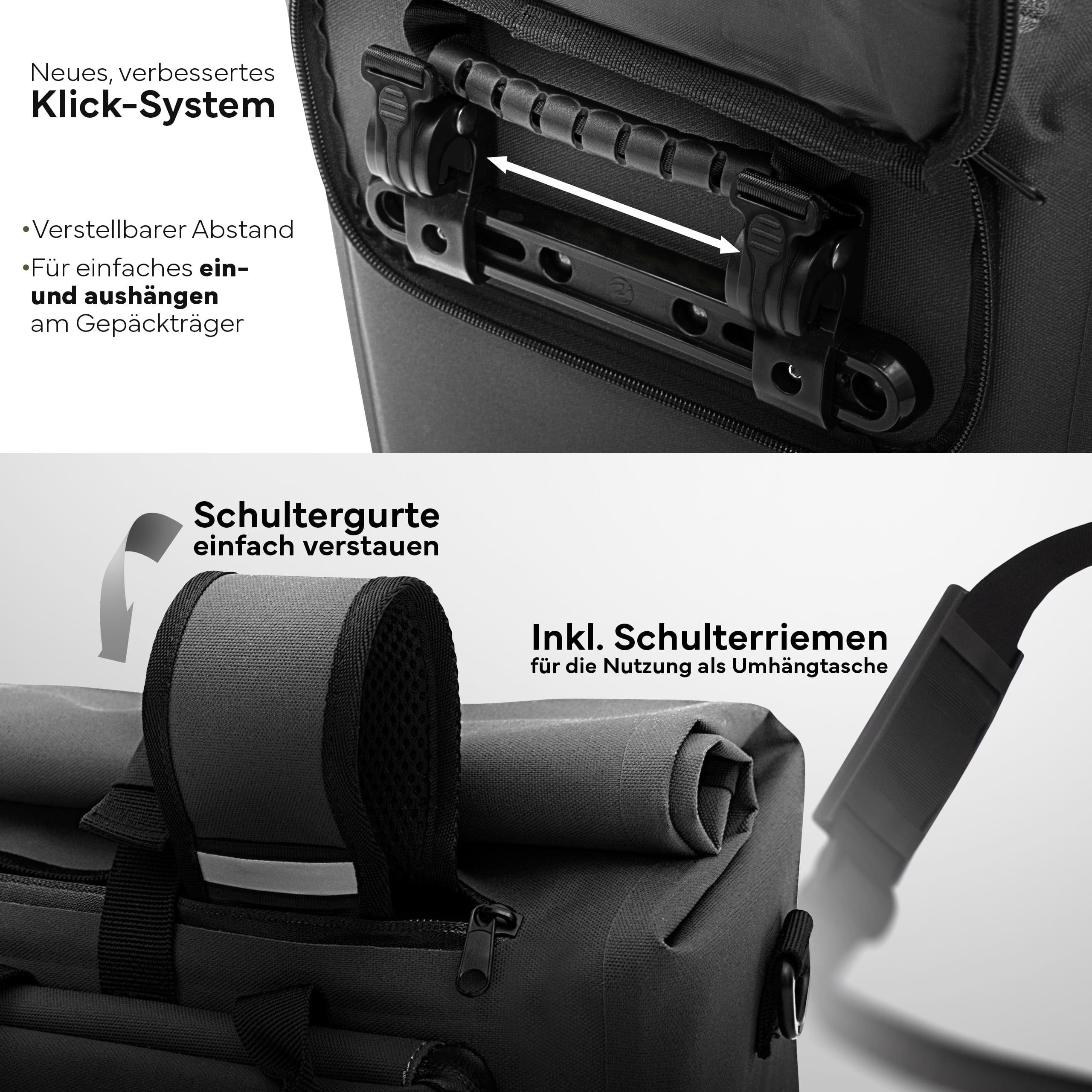 MIVELO Fahrradtasche 3in1 Gepäckträgertasche, Rucksack für Fahrrad Gepäckträger wasserdicht