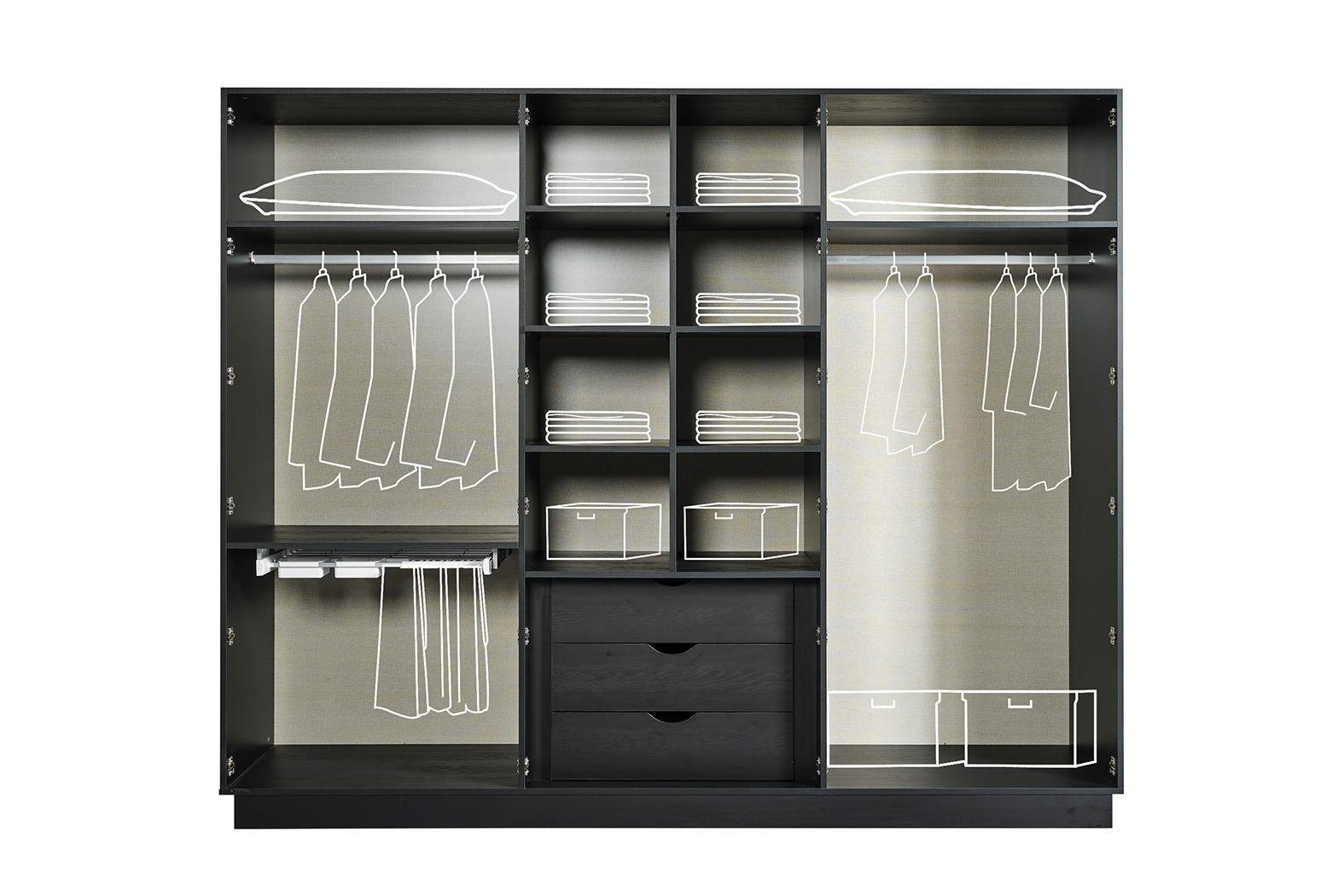 JVmoebel Schlafzimmer-Set Modernes Schlafzimmer Set Designer Doppelbett 2x Nachttische, (4-St., Bett, 2x Nachttische, Kleiderschrank), Made in Europa