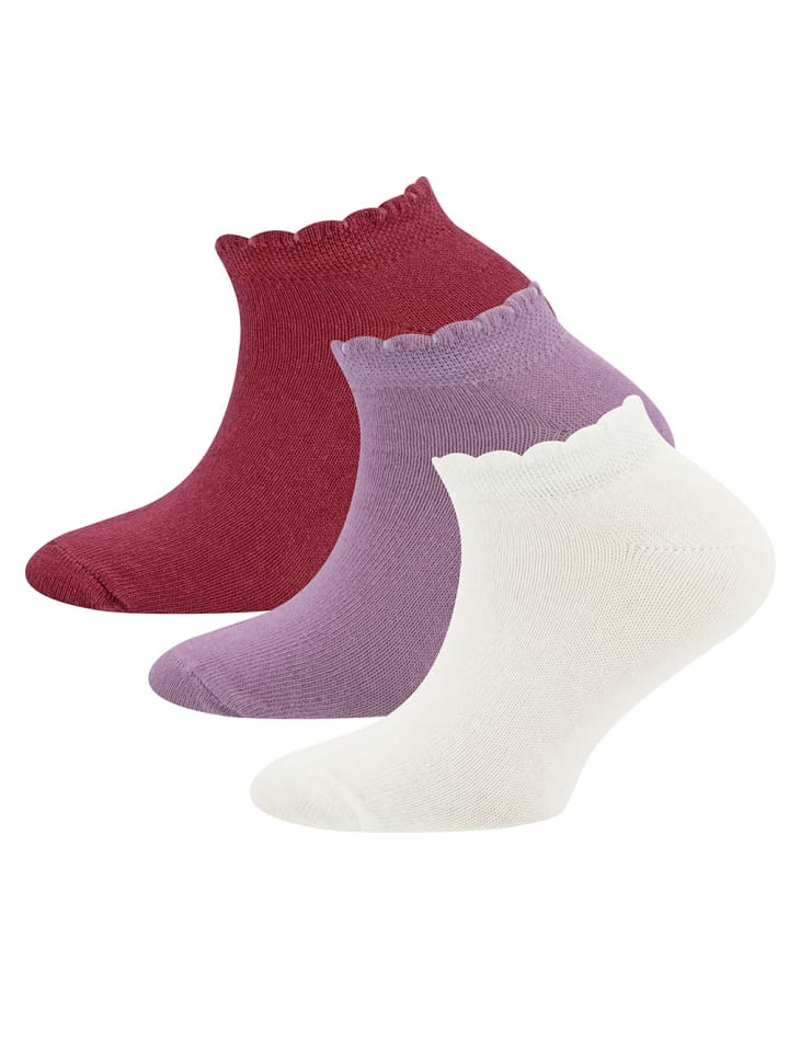 ewers 3er-Set Sneaker Socken 3er Pack Mäusezähnchenrand in flieder-sangria-latte günstig kaufen