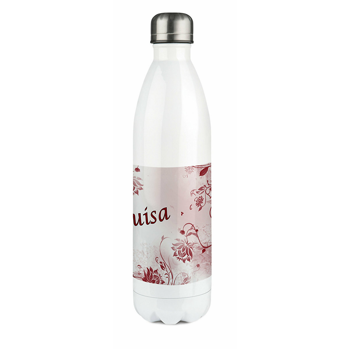 Edelstahl Kinder Thermoflasche / Trinkflasche bunt Blumenranke Farbe rot Spülmaschinenfest, Auslaufsicher, Bruchfest, Doppelwandig, Für Heißgetränke geeignet, Mit Deckel, Isoliert
