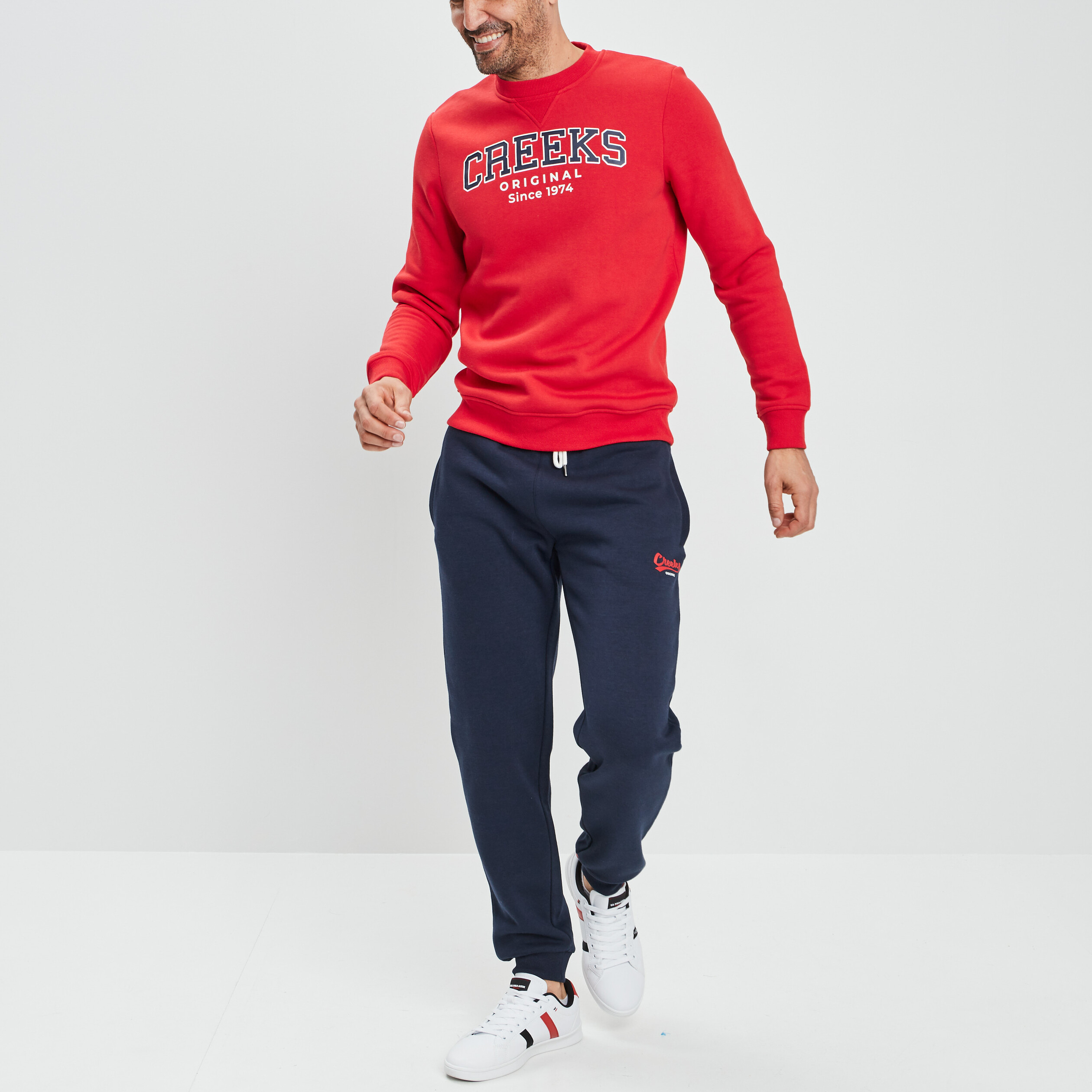 Sweat à col rond Creeks rouge homme | La Halle