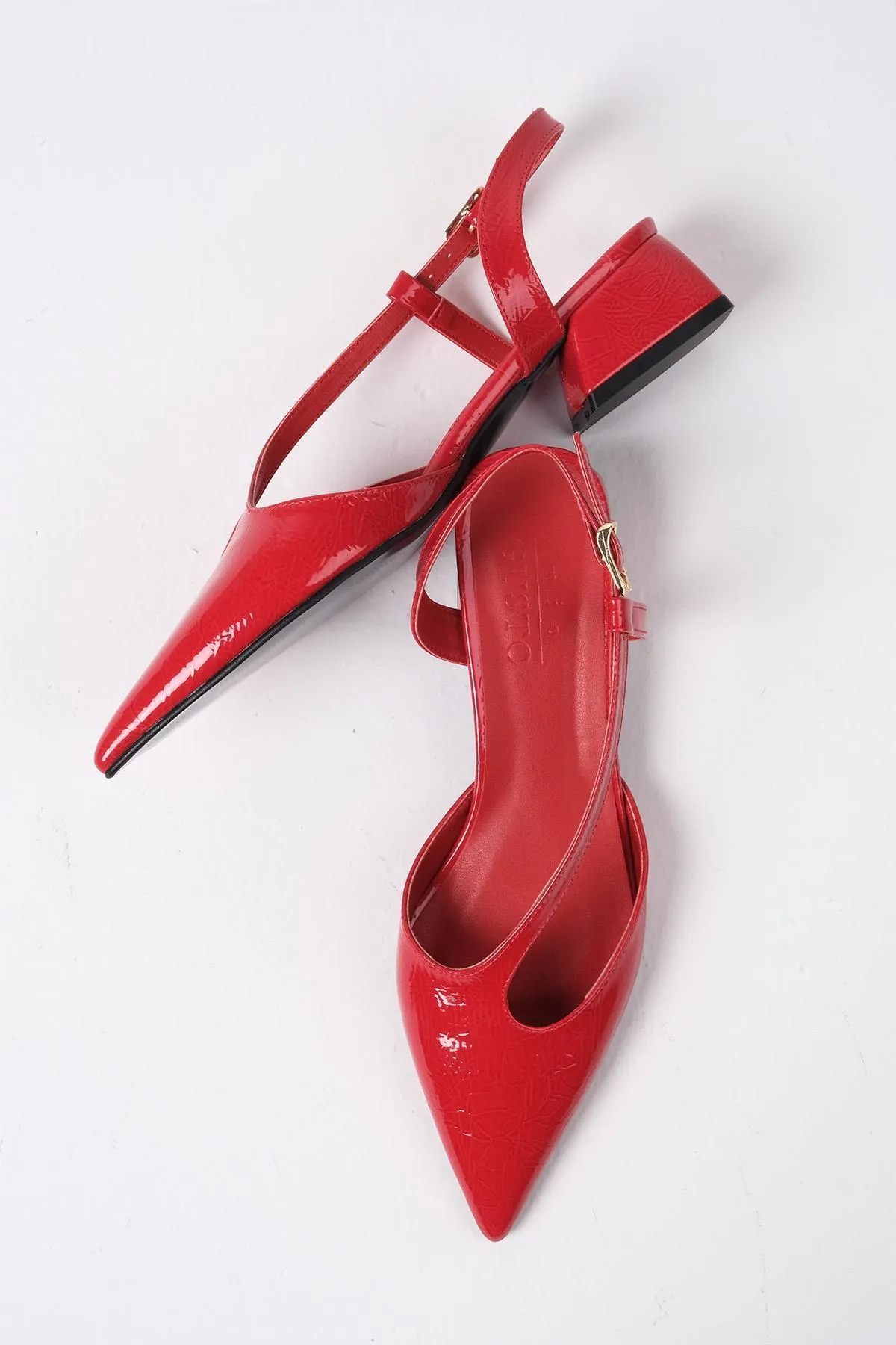 Mio Gusto  Annie Damen-Schuhe mit niedrigem Absatz aus rotem Lackleder