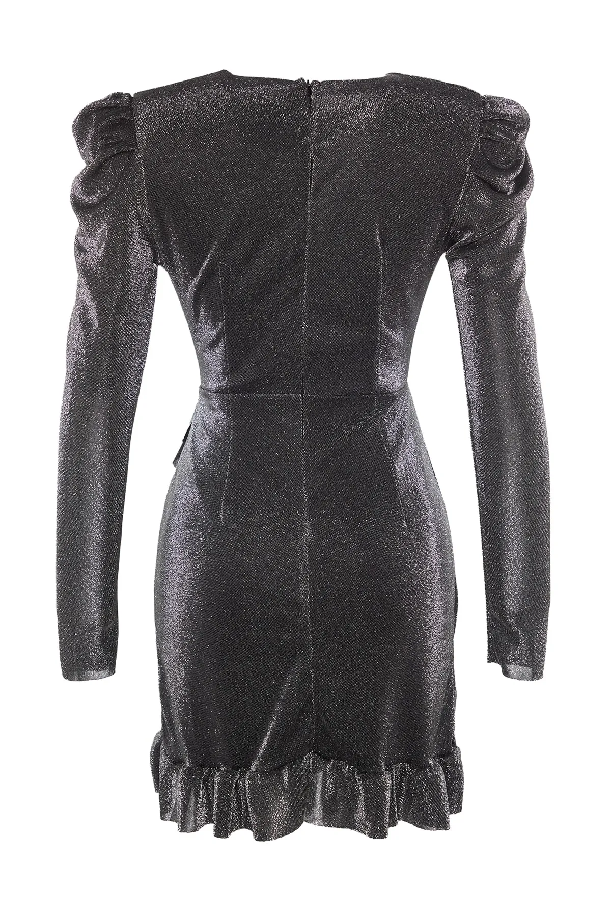 Trendyol Collection  Elegantes Abendkleid mit silbernem Volant-Detail TPRAW20EL0637