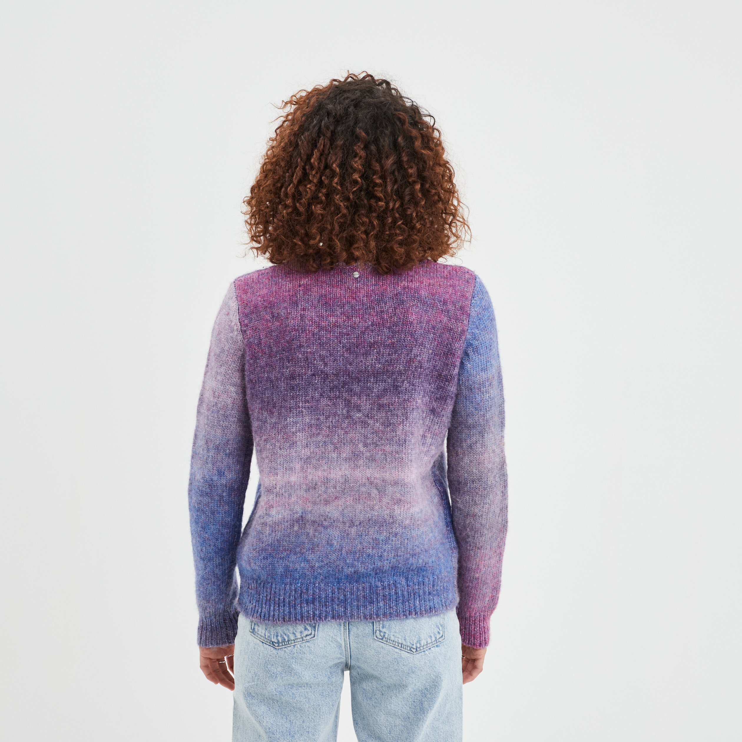 Pull col rond manches longues Liberto violet femme | La Halle
