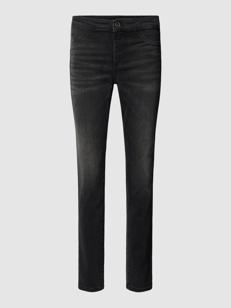 Slim Fit Jeans mit Label-Patch in dunkelgrau
