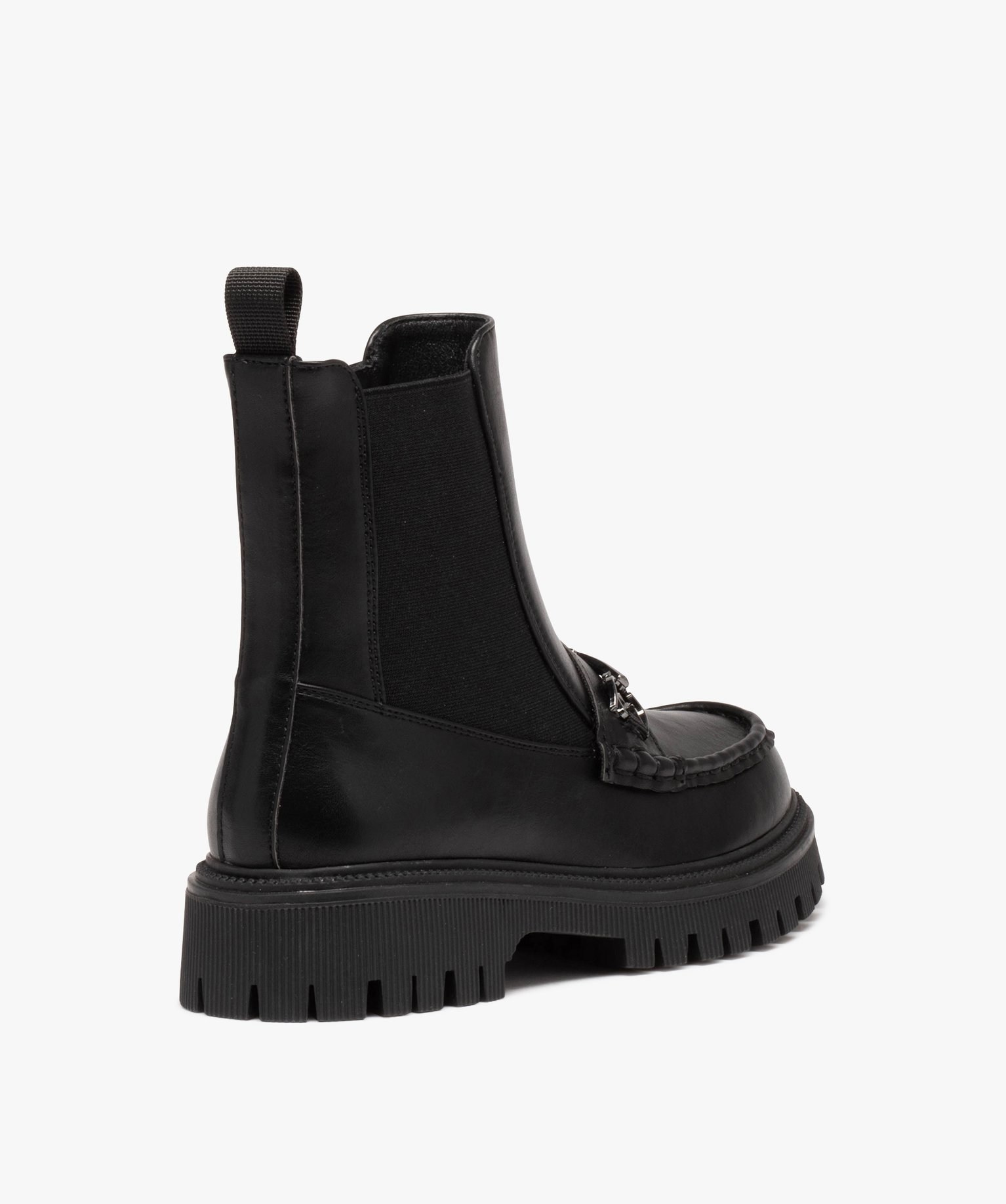 Boots femme à semelle crantée look mocassins femme noir | GEMO