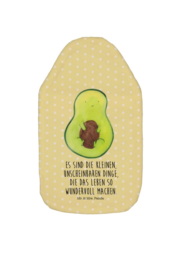 Mr. & Mrs. Panda Wärmflasche Avocado Kern mit Spruch in Gelb Pastell günstig kaufen onesize