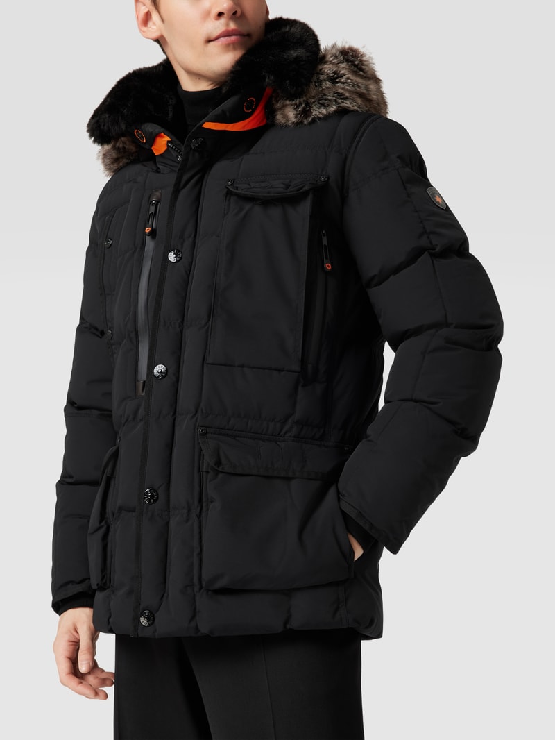Steppjacke mit Kunstpelzkragen Modell 'MARVELLOUS' in schwarz