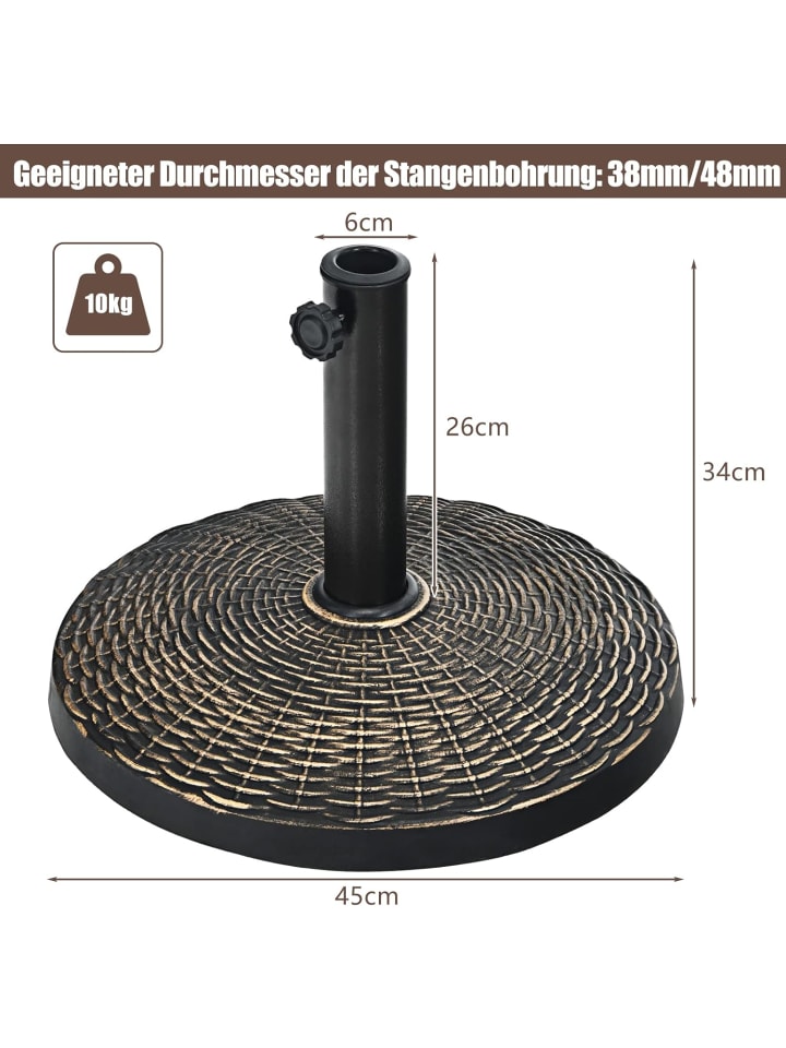 COSTWAY Sonnenschirmständer 38-48mm in Schwarz günstig kaufen onesize