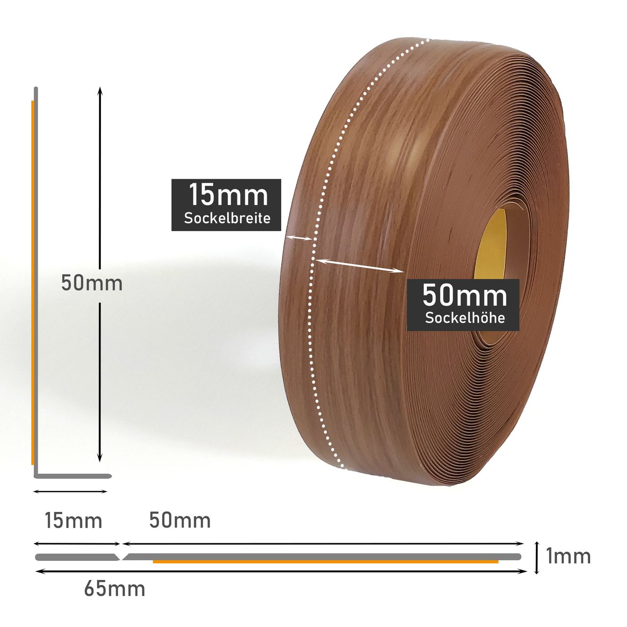 Lemodo Weichsockelleiste nussbaum, 25m Rolle