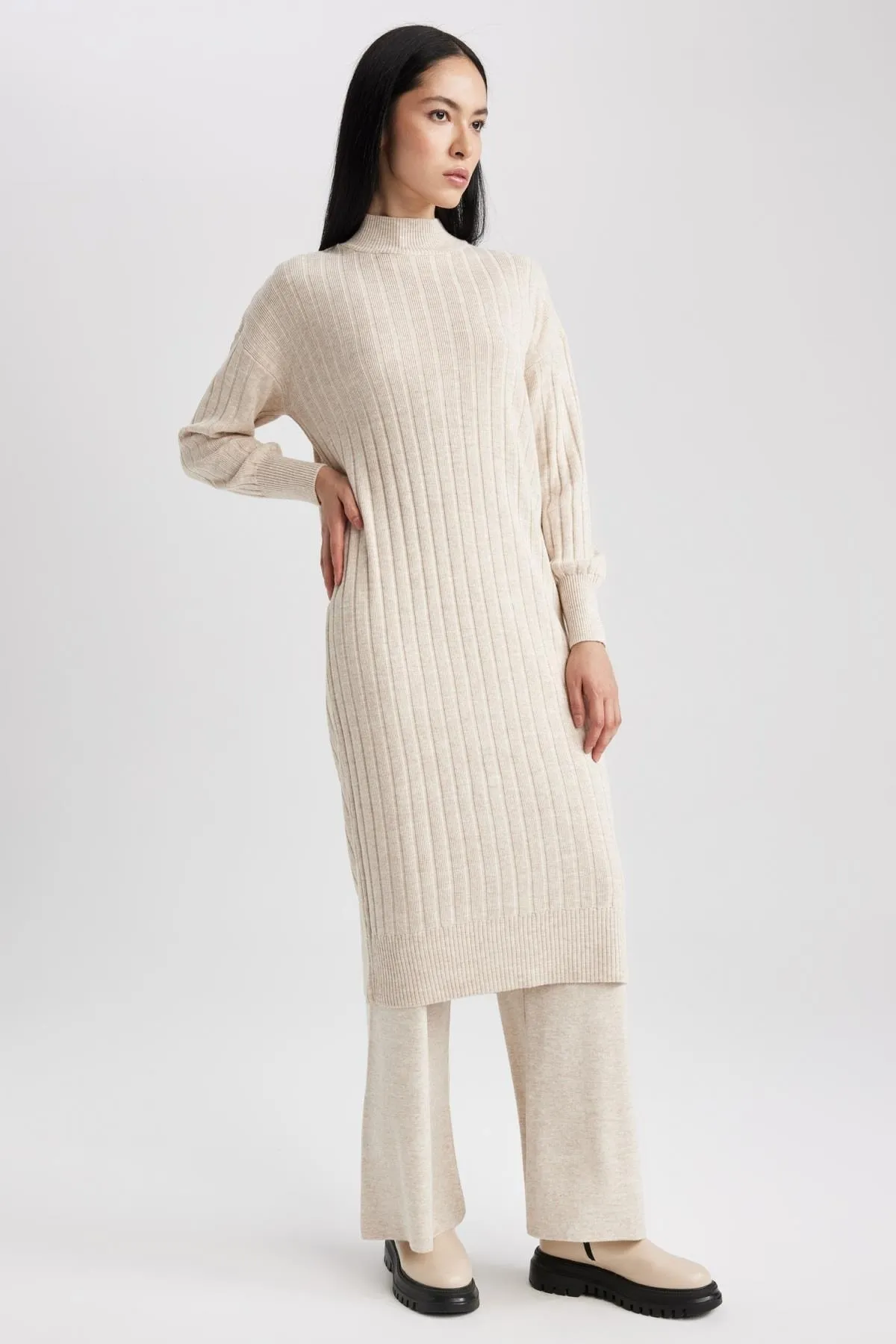 DeFacto  Kleid mit normaler Passform und halbem Rollkragen und langen Ärmeln W0986az23wn