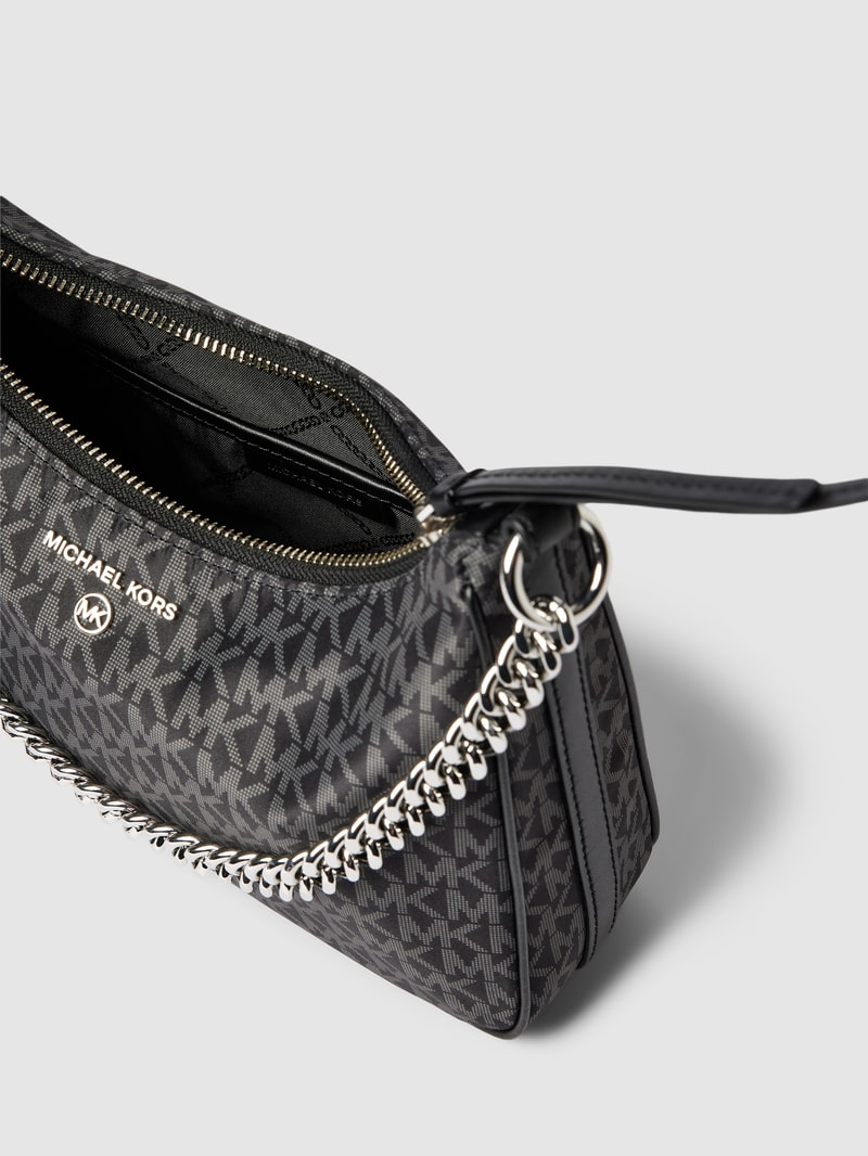 Schultertasche mit Allover-Logo Modell 'JET SET CHARM' in schwarz