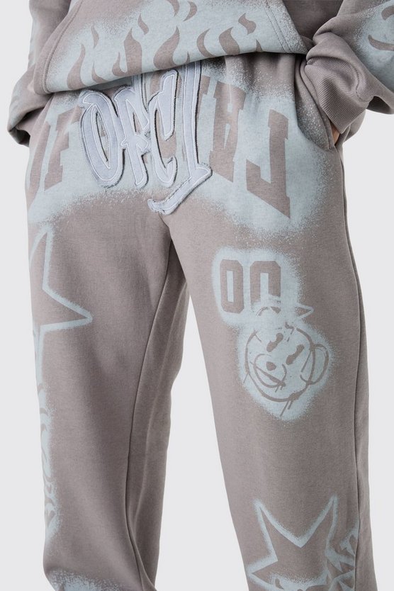 Tall lockere Jogginghose mit Graffiti-Applikation