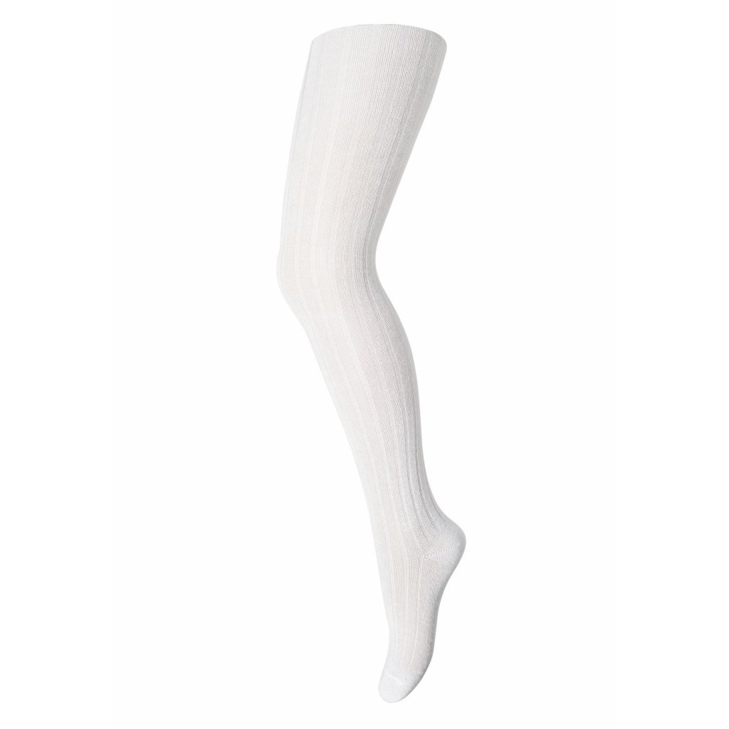Melton Cotton Rib White Strumpfhose