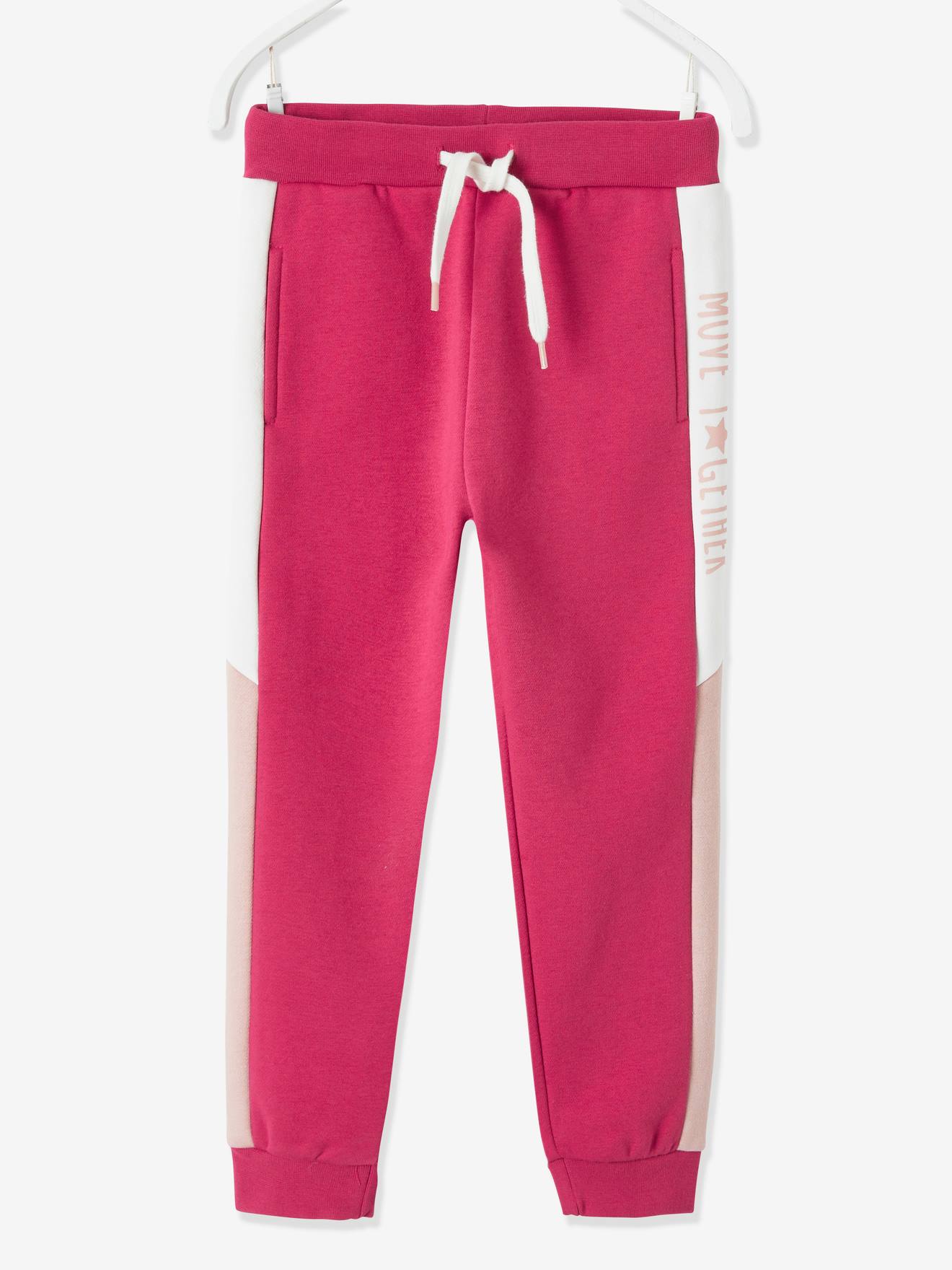 Pantalon jogging fille avec bandes côtés gris