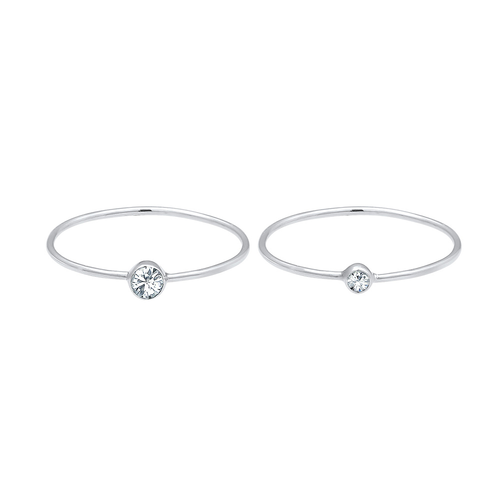 Elli Elli Bague Ensemble pour Femmes Élégant Basique avec Cristaux en Argent Sterling  Bague