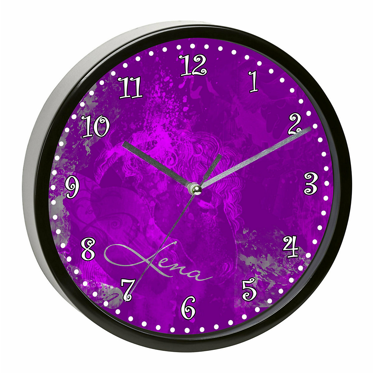 Kinder Wanduhr personalisiert mit Name Traum Lila