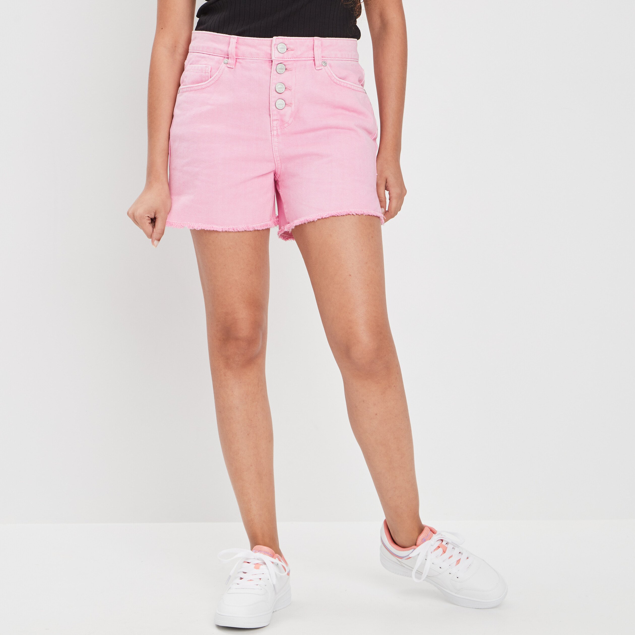 Short droit taille haute rose femme | La Halle