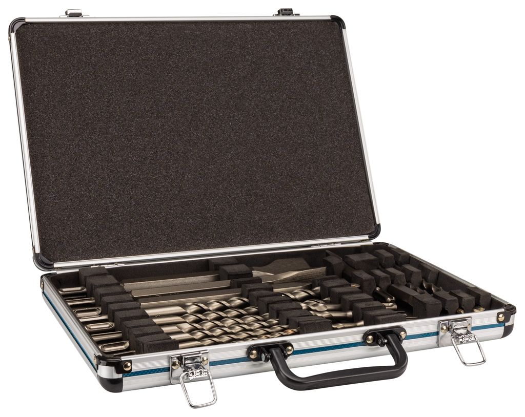 Makita Accessories D-42444 Set dălți/bormașini SDS+ cu 17 piese în cutie de aluminiu