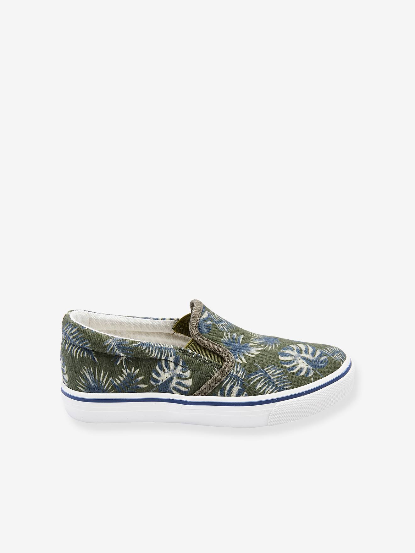 Vertbaudet Jungen Slip-on-Sneakers - khaki bedruckt tropical