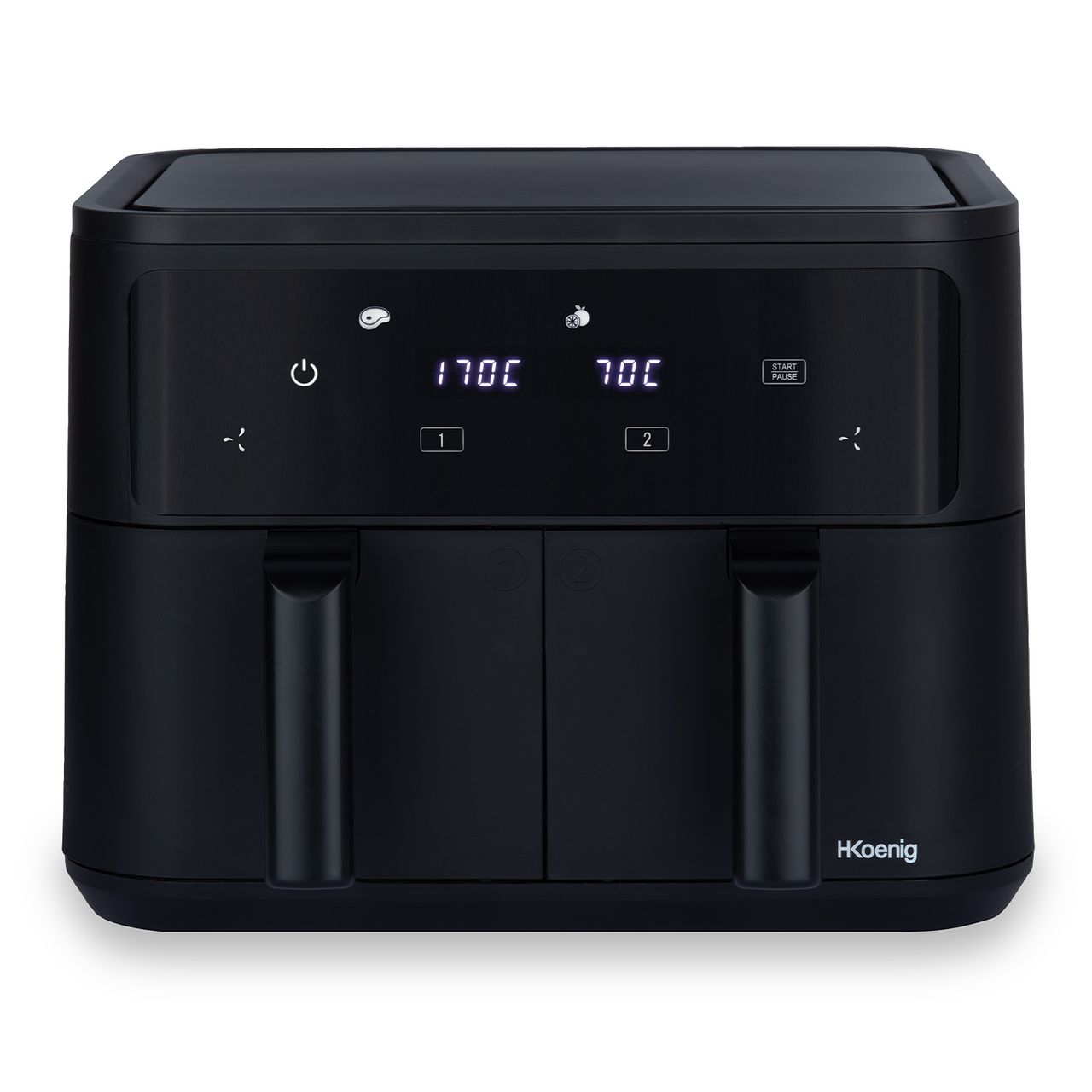 H.Koenig H.Koenig Airfryer Fritteuse ohne Öl, 2 Becken, XXL FRY900, doppelte Kapazität 9 l