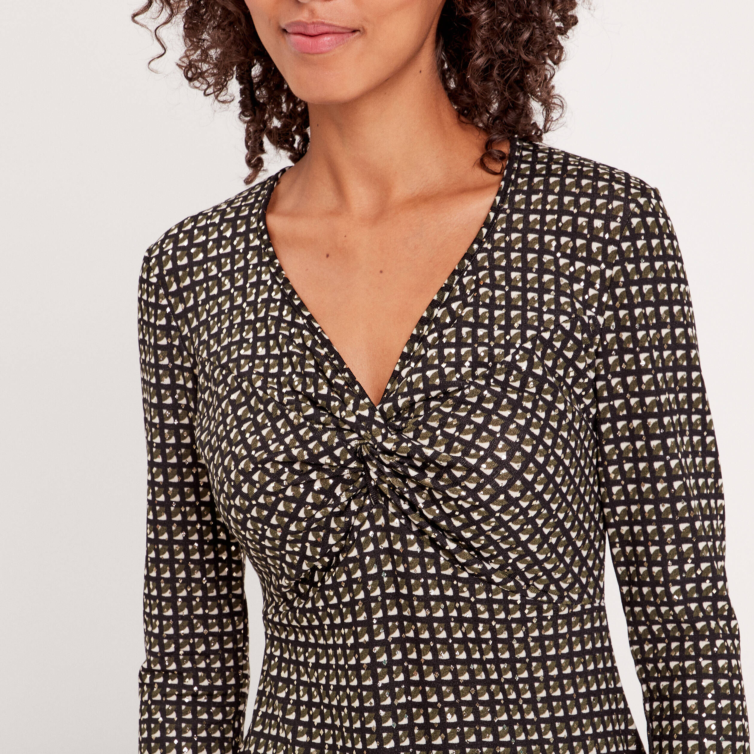 Robe évasée détail twisté noir femme | Cache Cache