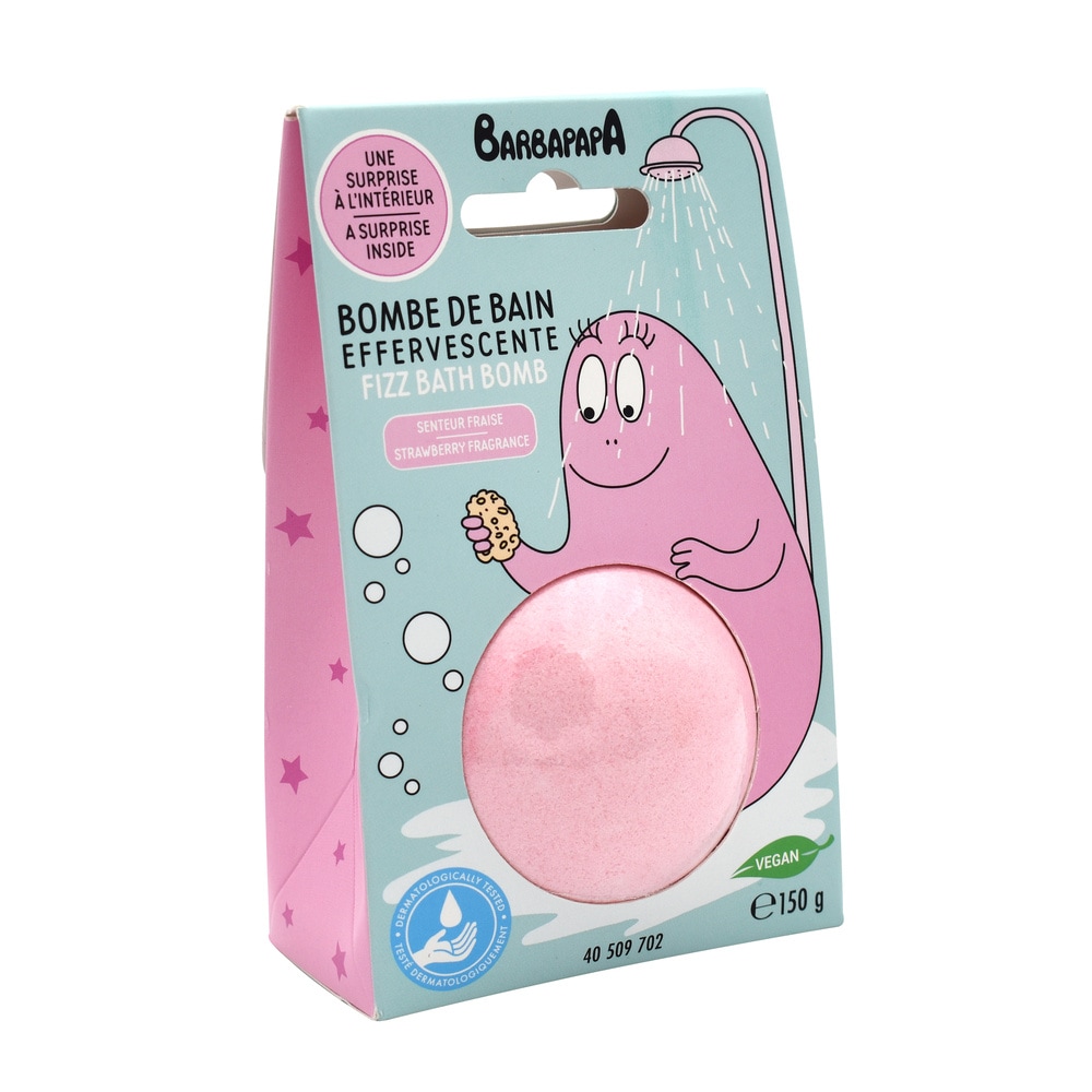 takecare Boule de bain 150g + Medaillon Barbapapa Senteur Fraise Bombes de bain
