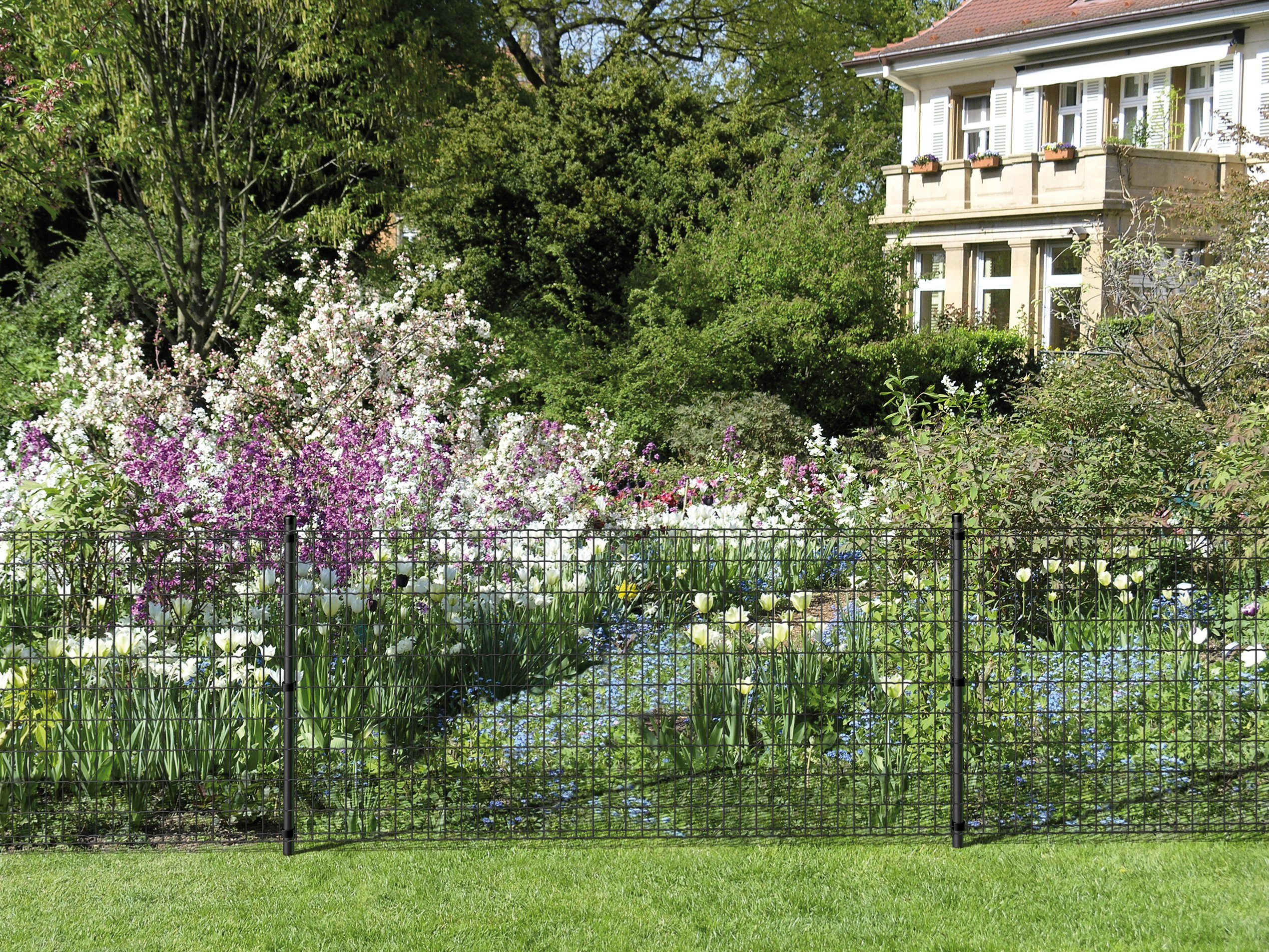 Alberts Schweißgitter Fix-Clip Pro®, (Set), 122 cm hoch, 25 m, anthrazit beschichtet, mit Bodenhülsen