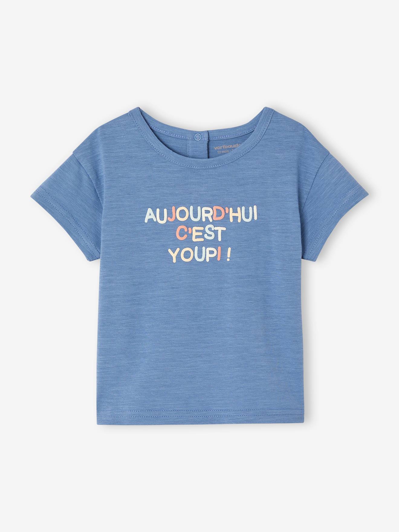 Vertbaudet Jungen Baby T-Shirt mit Message-Print - blau