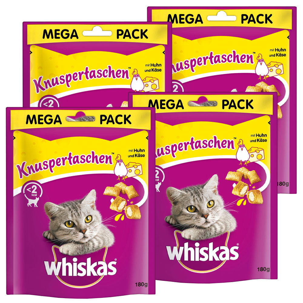 Whiskas KNUSPERTASCHEN™ Beutel mit Huhn und Käse 180g - 4er Set