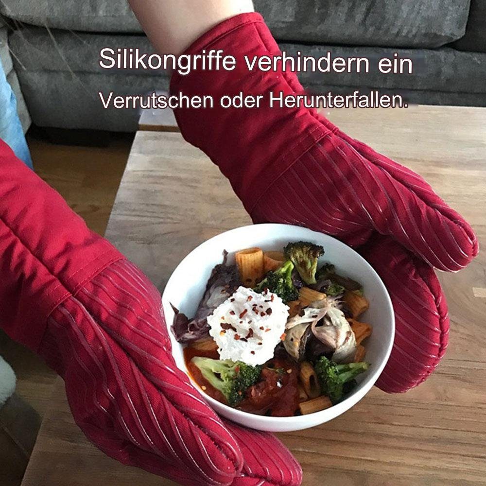 KOMIRO Topfhandschuhe Ofenhandschuhe,Hitzebeständige,Silikon Anti-Rutsch Design