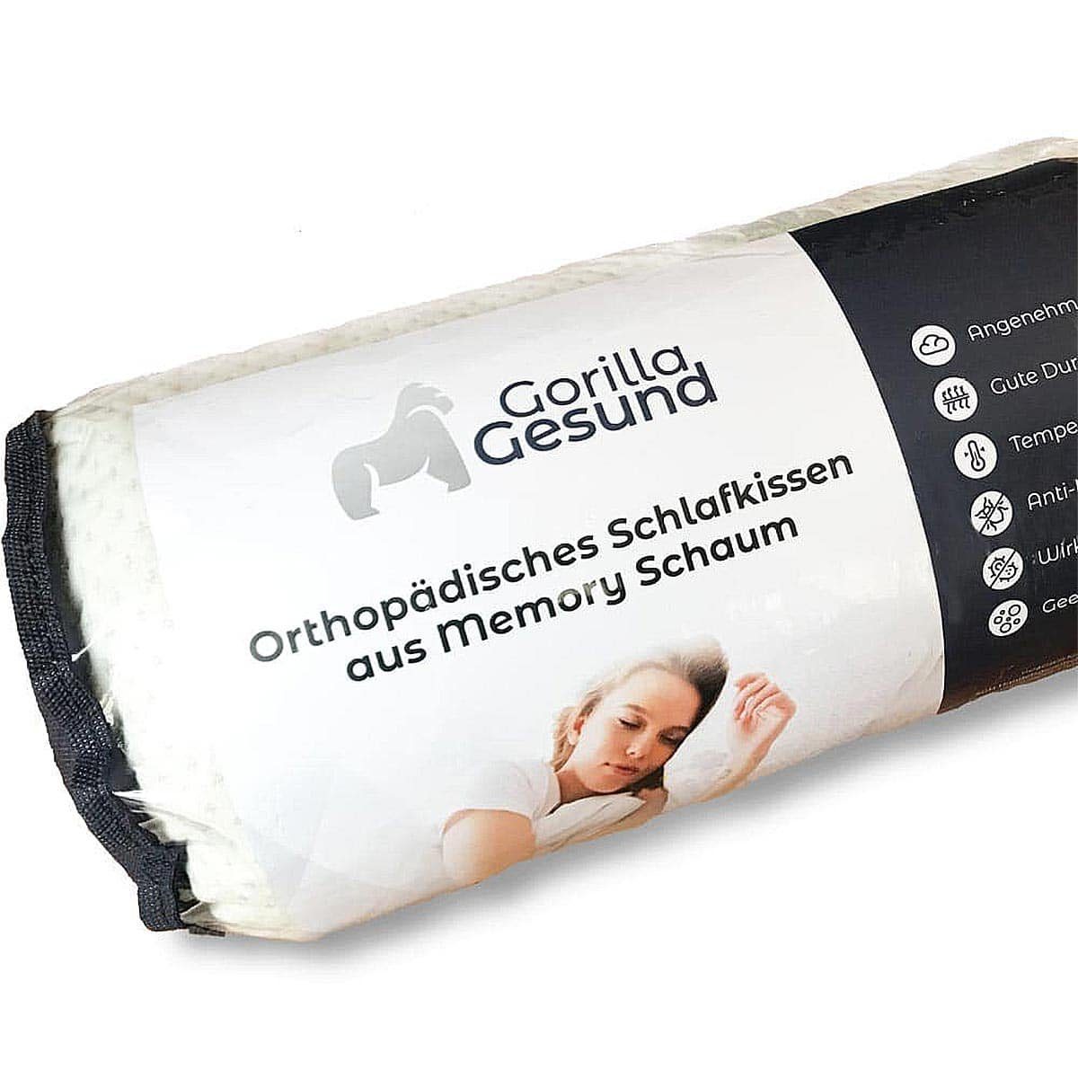 Gorilla Gesund Nackenkissen Silver Neck aus Memory Schaum, Bezug mit Silberfasern