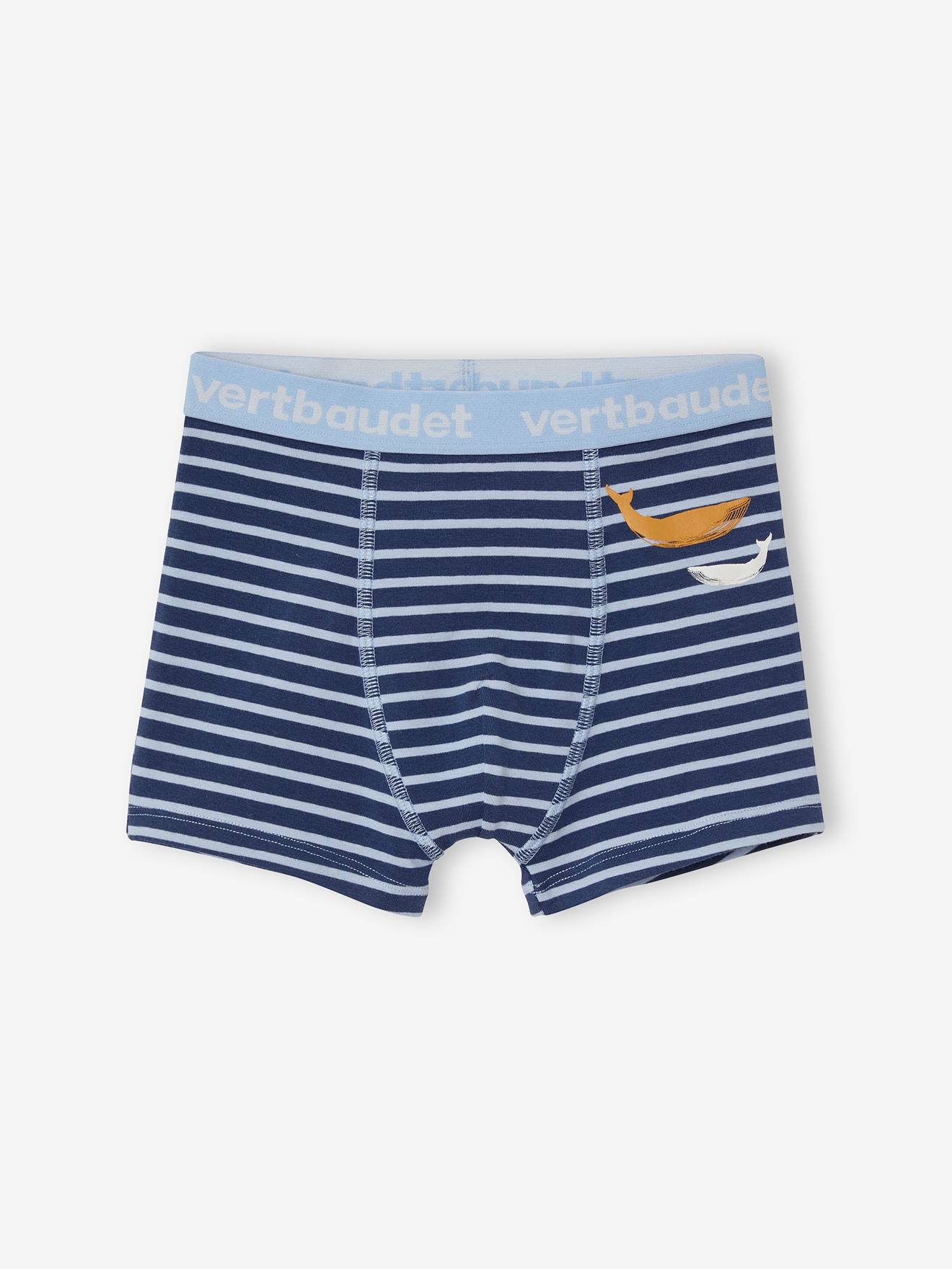Lot de 5 boxers stretch garçon baleines lot bleu