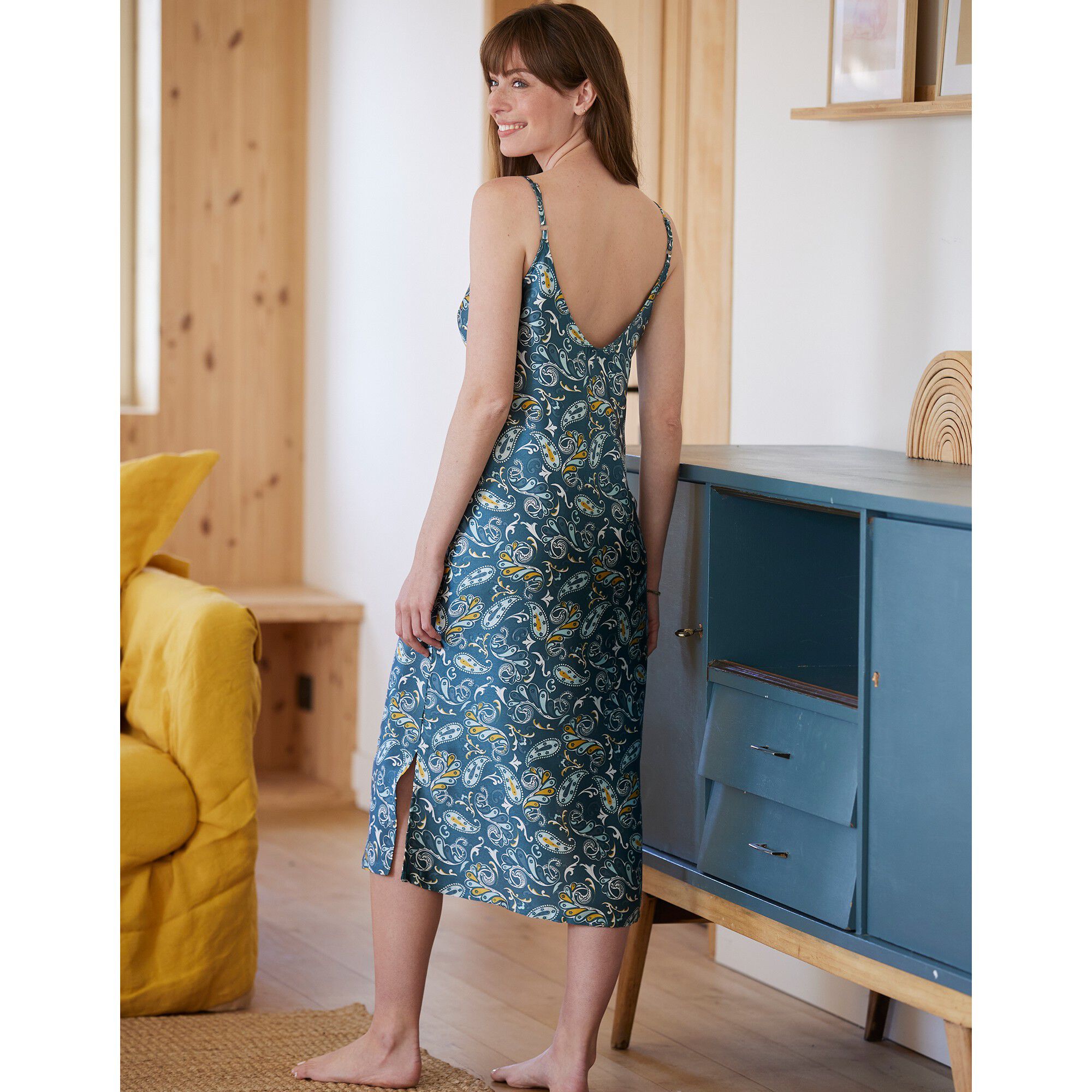 Nuisette longue satin imprimé
