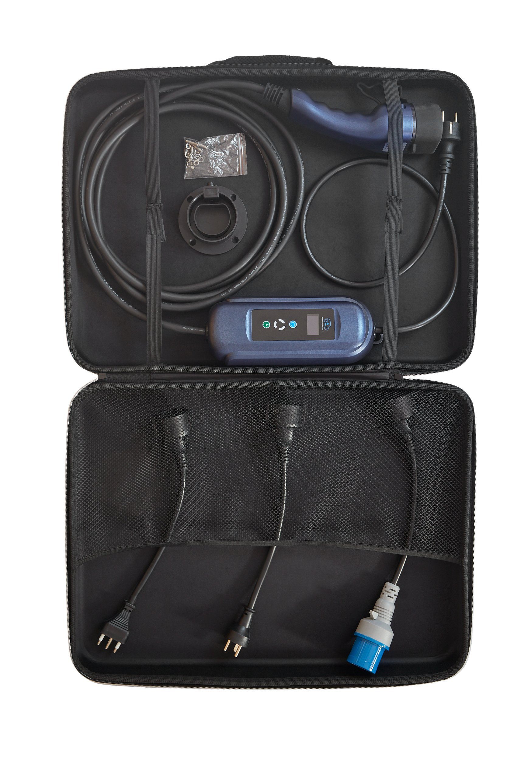VOLTMOVE Elektroauto-Ladestation mobile Wallbox + EU Reise Adapter, Reise-Set mit 3 Adaptern, Wandhalterung & Koffer
