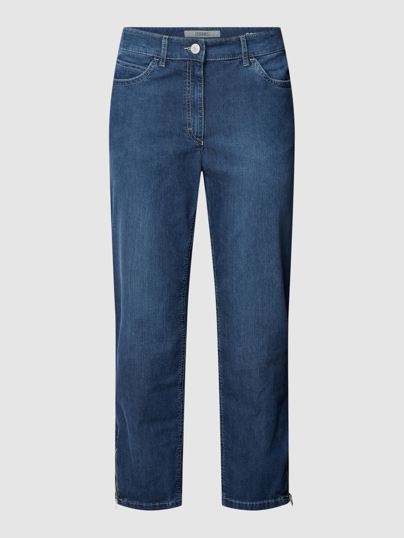 Straight Fit Jeans in 7/8-Länge Modell 'CORA' in dunkelblau