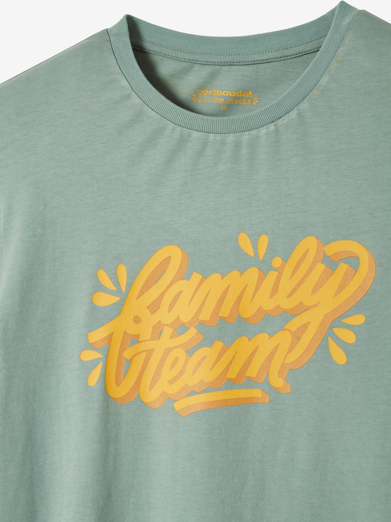 T-shirt Family team homme collection capsule vertbaudet et Studio Jonesie en coton bio tilleul