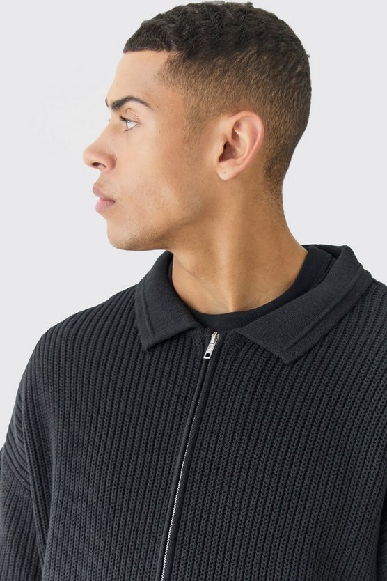 Strickpullover mit doppeltem Reißverschluss