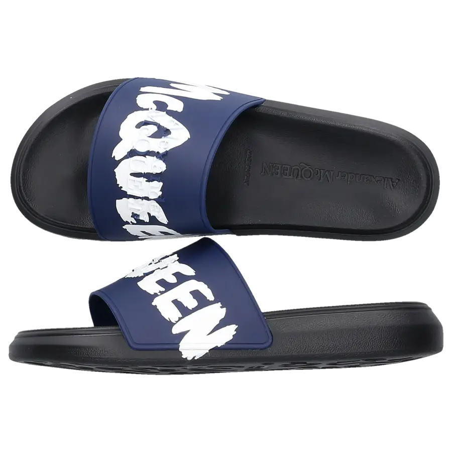 Alexander McQueen - Badeschuhe SLIDER Gummi - blau