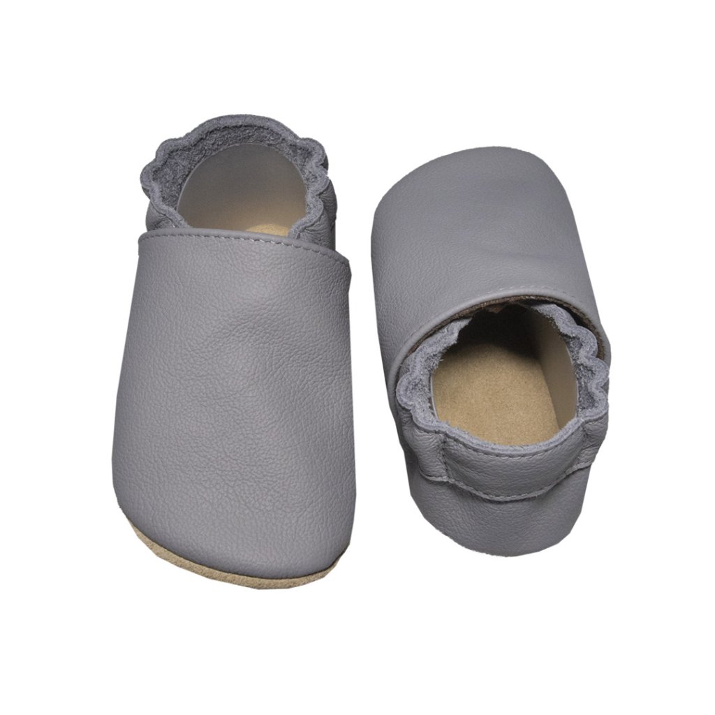 baBice Plain Dark Grey dunkelgraue Krabbelschuhe
