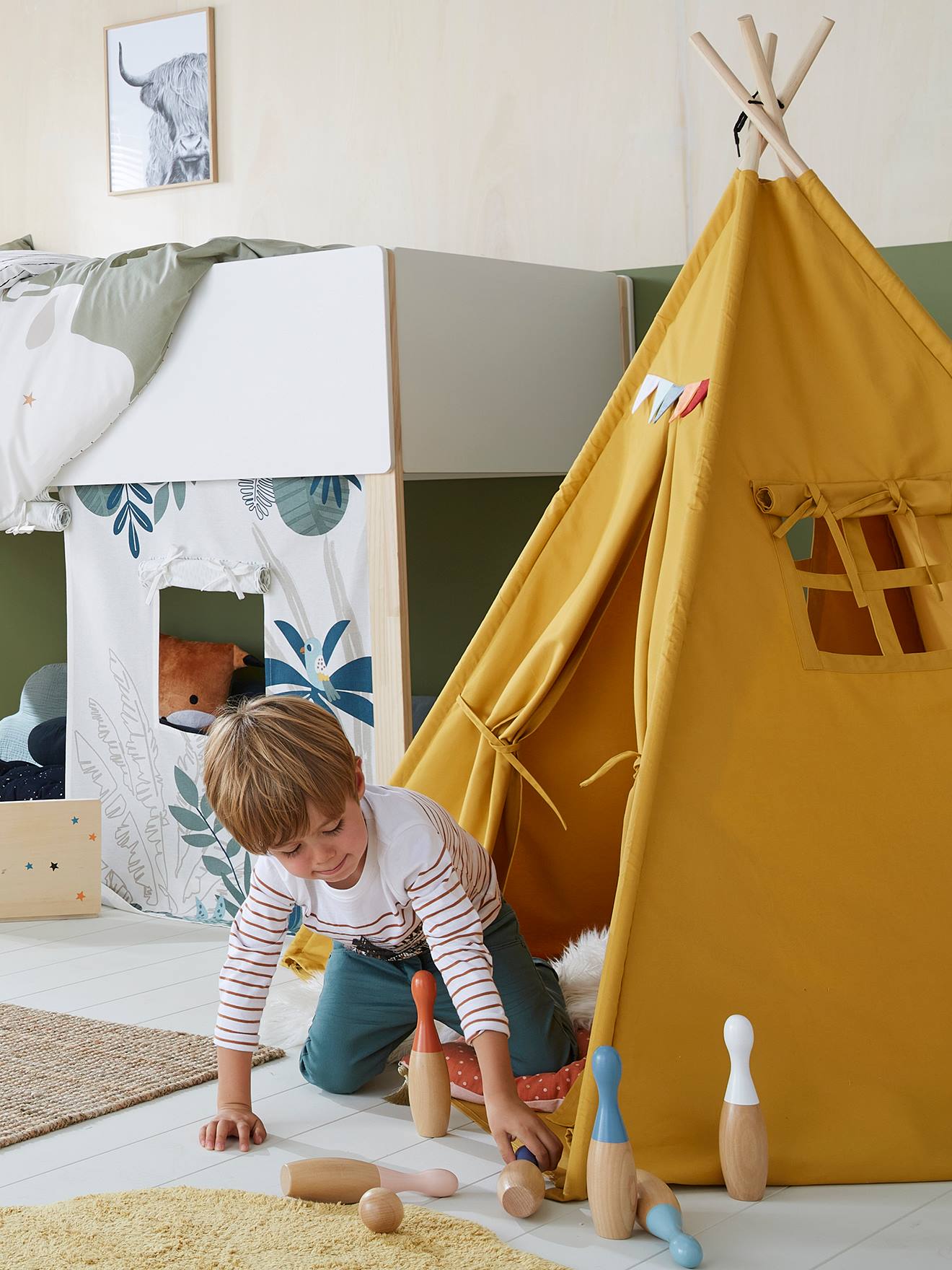 Vertbaudet Kinder Spielzelt, Tipi FALKE - wollweiß