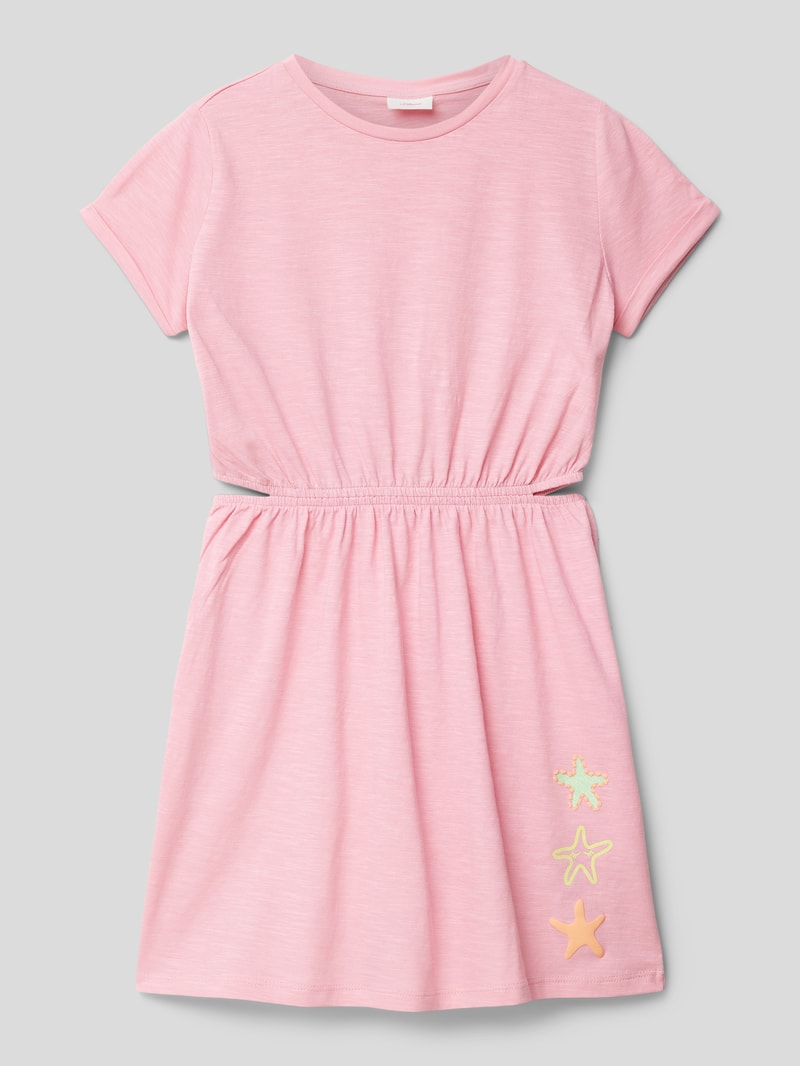 Kleid mit Motiv-Prints und Cut Outs in rosa