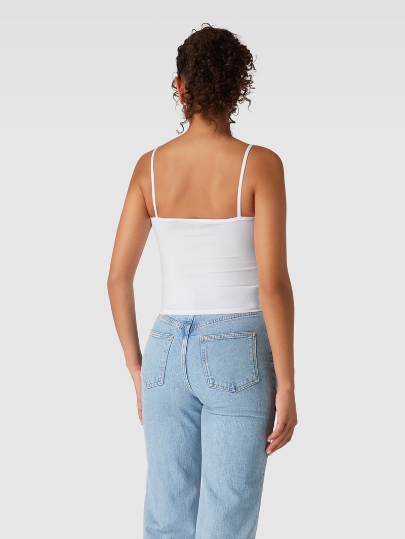 Top mit Label-Print Modell 'STRAPPY' in weiss