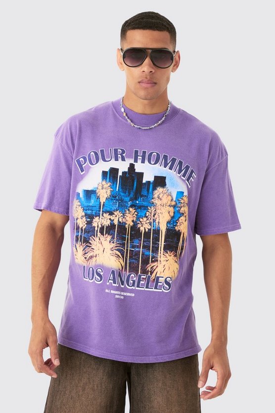 Oversize T-Shirt mit Los Angeles Print