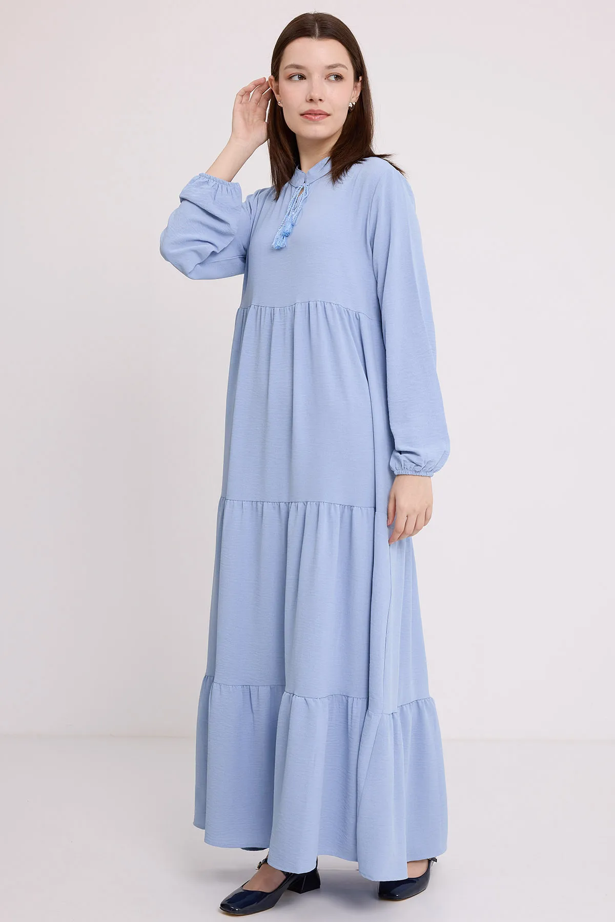 Bigdart  Blaues Hijab-Kleid aus Viskose mit Schnürung für Damen, 1627
